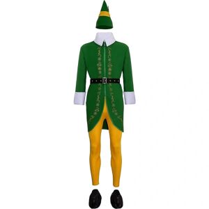 Buddy The Elf Costume Mænd Halloween Jul Cosplay komplet sæt kostumer S