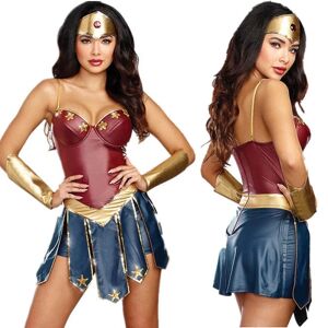 Wonder Woman Kostume Til Voksne Kvinder Dc Comics Superhelte-outfit Halloween Carnival Cosplay Party Dress Up Fuldt sæt S