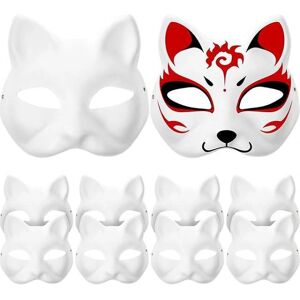 Maske Kat Masquerade Blanke masker Hvidt dyr Tomt gør-det-selv-fest Kvinder Cosplay Halloween Papir Therian Face Børn Malet Håndulv