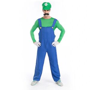 Herre Super Mario And Luigi Bros Fancy Dress Halloween Costume Blikkenslager Overalls Green XL
