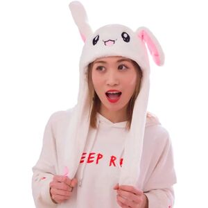 Kaninhat Øre Moving Jumping Hat Funny Bunny Plys Hat Cap til kvinder Piger, Cosplay Julefest Feriehat (hvid)