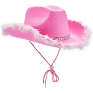 Dame Tiara Cowgirl Hat Western Party Hat Tilbehør Disco Kostume Cowboy Hat Pink