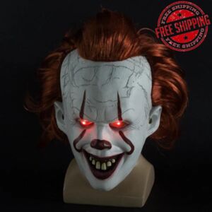 Halloween Cosplay Stephen King's It Pennywise klovnemaskekostume Mask with LED One size