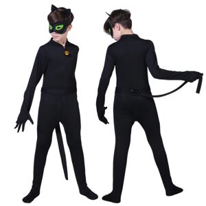 Jettbuying Cosplay Cat Noir Barn Bodysuit Black Cat Halloween Set Kids Da black M