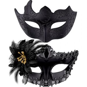 Par Venetiansk Mask Maskerad Mask Kvinna Spets Venetiansk Mask for Kvinna Man Maskerad Party