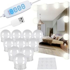 LED lys til Make-up spejl Toiletbord - Fastgør omkring spejl - Make-up White