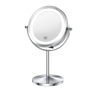 Oplyst makeupspejl med lys og forstørrelsesglas, 1x/10x forstørrelse Dobbeltsidet LED-spejl 360° drejeligt rundt spejl