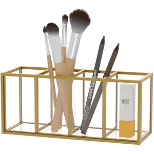 Akryl Makeup Brush Holder Organizer, 1 Golden Makeup Brush Organizer, Guld