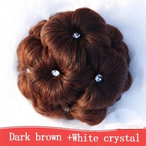 Syntetisk Scrunchie Hair Donut Rak Updo Flätade hårstykken Kläm i hår Stor størrelse Party Cosplay Extensions Mørkebrun Hvid diamant