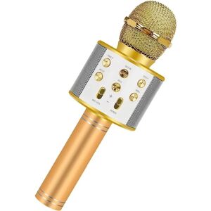 Mobil o Teknik Karaoke mikrofon med højttaler og Bluetooth Gold
