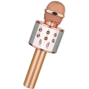 Mobil o Teknik Karaoke mikrofon med højttaler og Bluetooth Pink gold