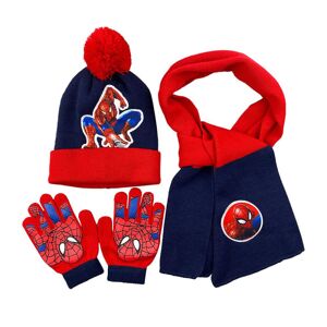 3 stk/sæt Superhelte Spiderman Børn Drenge Hat Tørklæde Handsker Sæt Gaver Royal Blue And Red