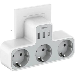 NSF Power Strip med 3 AC Udtag +2 USB Porte+ 1 Type C, 6-i-1 Stik Socket Adapter Wall Oplader