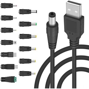 5v DC 5,5 2,1 mm jack ladekabel Strømledning, USB til DC strømkabel med 13 udskiftelige stik