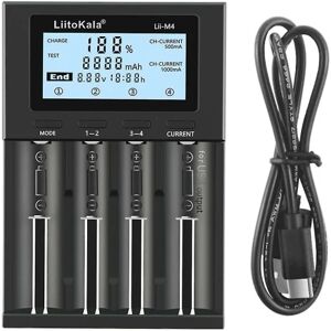 Galaxy Liitokala Lii-m4 4 pladser Batteriladdare Med LCD-skærm For 18650 26650 14500 Aa Aaa Lithium Nimh Batteri Smart Opladningsbar Batteriladdare