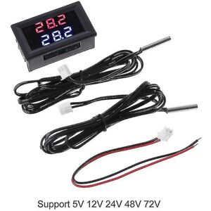 Dc 5v-80v Dual Display Termometer W 2 Ntc Vandtæt temperatursensor 12v 24v 72v Bilmotorcykel