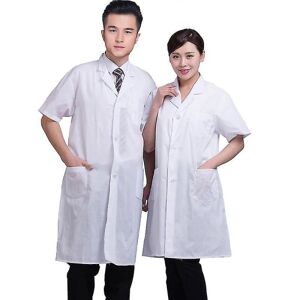 ESTONE Sommer unisex hvid laboratoriefrakke Kortærmede lommer Uniform Arbejdstøj Læge Sygeplejerske Tøj -ge 3XL  185