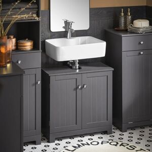 SoBuy Vaskeskab til badeværelse med 2 døre BZR18-DG Grey Sink cabinet(on wall)