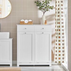 SoBuy Badeværelsesska Badeværelseshylde vasketøjspose BZR33-W White Laundry cabinet(2 doors)