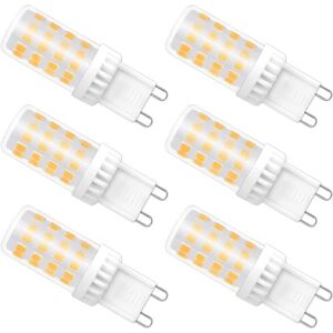 Dæmpbar G9 LED pære, 4W Svarer til 40W halogen, 480 LM, varm hvid 3000K, standard G9 base, 360° rotationsvinkel med 6-pak