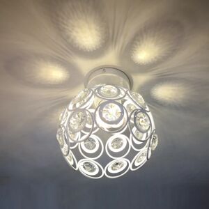 Moderne hvid krystal loftslampe, Mini Semi Flush Mount E27 Cry