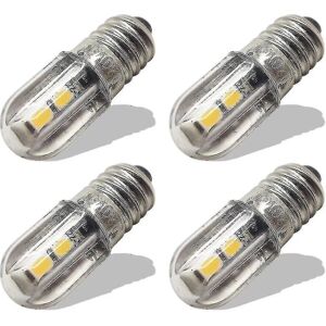 E10 Led-pære 220v 230v AC Energibesparende LED-indikatorlys 8mm skruebase 3030 4smd Led-chipsæt Opgraderingspære, varm hvid (4-pak) --(WR)