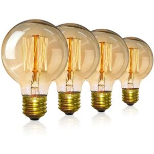 4-Pak Vintage Edison-pærer-Dæmpbar skrue-Lyspære-Globe-pærer-Lampe Varmt Lys 40w G80 E27 220V[Energiklasse A]