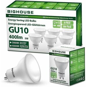 6 stk Gu10 Led-pære 5w svarende til 40w varm hvid - 3000k (FMY)