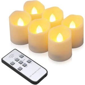 LED stearinlys 6 flammeløse fyrfadslys med fjernbetjening, timerfunktion, lysdæmper, juleelektrisk lys