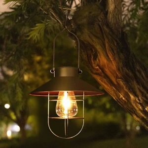 Hængende solcellelanterne med krog, vintage led solcellelys med varmt hvidt stålbur, vandtæt solcelledrevet solcellelanterne til have, gård, terrasse