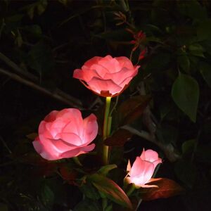 LED Rose Solar Flower Lights Udendørs Dekorative Have Stake Lights for Garden Garden Grave Vase Blomster Decor Pink Pink