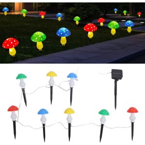 Mini Mushroom Solar Light String 8 LED Farverigt Lys Vandtæt Udendørs Have Lys String dekoration til gårdhave græsplæne