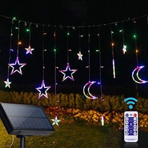 Star Solar Lights Outdoor, Solar Powered Curtain Lights, Window