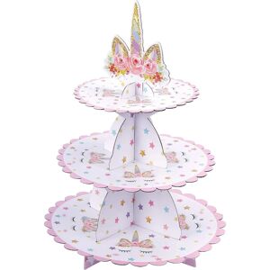 Unicorn Cupcake Stand 3 Etagers Pap Cupcake Holder til Baby Shower Børne Fødselsdagsfest temafest