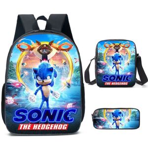 Ny Sonic børneskoletaske animeret 3d-printet rygsæk Sonic børne rygsæk i tre sæt Y #35