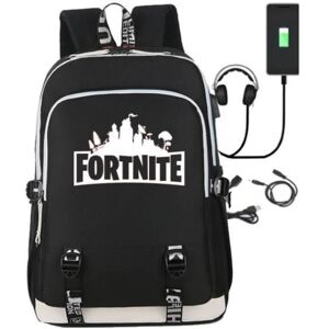 Best Trade Fortnite rygsæk - vandtæt skoletaske med USB og hovedtelefonstik Black