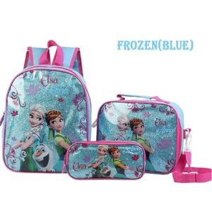 Best Trade Blå- Frozen Rygsæk Skoletaske 3 Pack fødselsdagsgave Blue