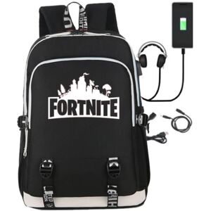 Best Trade rygsæk Fortnite - vandtæt skoletaske med USB og hovedtelefonstik Black