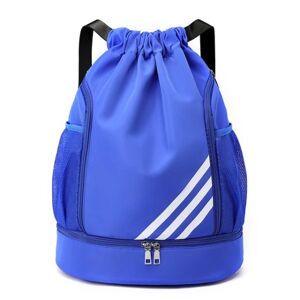 JIUSAIRUI Sportsrygsække fodbold snoretræk taske trække snor rygsæk gym rygsæk Muti lommer til rejser vandreture Blue