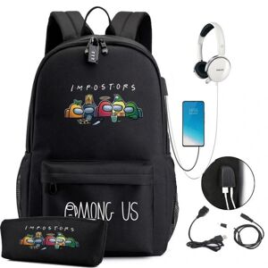 blandt os rygsæk børn rygsække rygsæk med USB stik 1stk sort lille 3