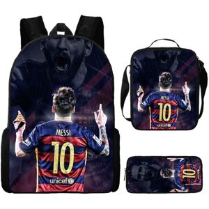 3 stk/sæt fodboldstjerne Lionel Messi rygsæk elev skoletaske - Perfet P1 Only Backpack