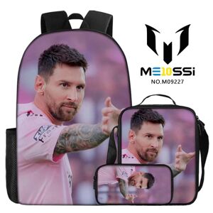 3-delt sæt fodboldstjerne Messi perifere rygsække, skoletasker til folkeskole- og gymnasieelever, digital print campus rygsække style 7
