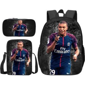 3 stk/ sæt fodbold superstjerne Mbappe rygsæk elev skoletaske Y Y4 3Pcs Set