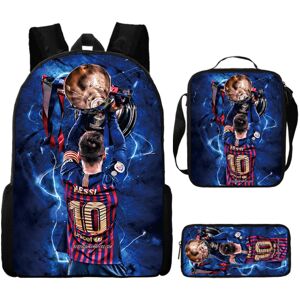 3 stk/ sæt fodboldstjerne Lionel Messi rygsæk elev skoletaske Y P4 Only Backpack