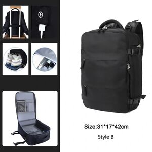 Optrækkelig rejserygsæk Unisex bærbar taske til damer, stor duffeltaske Herre studerende Business Travel USB-opladning Black Style B