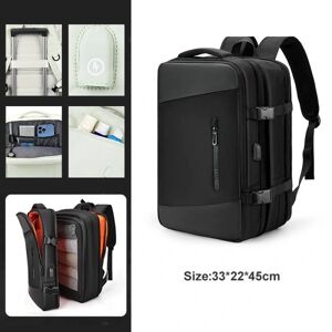 Optrækkelig rejserygsæk Unisex bærbar taske til damer, stor duffeltaske Herre studerende Business Travel USB-opladning Black