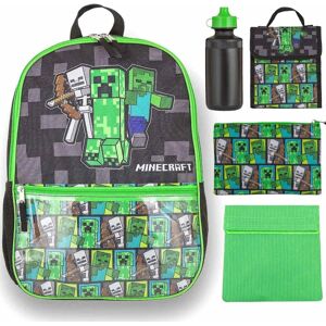 5-Pack Minecraft Rygsæk Skoletaske med Vandflaske Madtasken Pena Multicolor one size