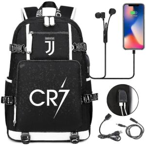 FMYSJ 2022 C Ronaldo 7 Rygsæk Juventus Champions League Skulderrygsæk Fodboldrygsæk Usb genopladelig multifunktionstaske Zz (FMY)