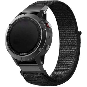 Generic 26mm Garmin Fenix 5X nlylon velcro Urrem - Sort Black