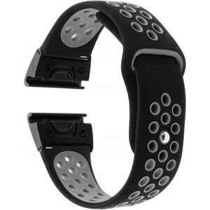 Generic Garmin Fenix 5X 26mm tofarvet silikoneurrem - sort / grå Silver grey